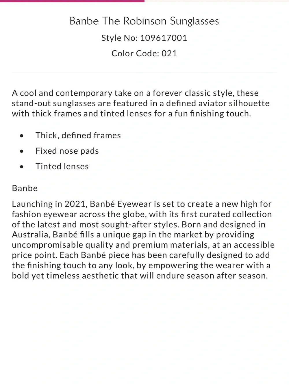 Banbe the Robinson sunglass